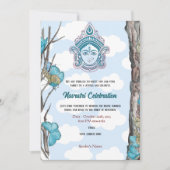 Navratri Durga Puja Viering Sky Blue Vlinder Kaart (Voorkant)