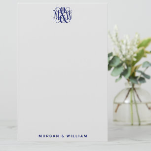Navy 3 Initiaal Vine Script Monogram B&G DIY BG Briefpapier