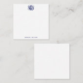 Navy 3 Initiaal Vine Script Monogram B&G DIY BG Notitiekaartje (Voorkant / Achterkant)