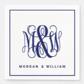 Navy 3 Initiaal Vine Script Monogram B&G DIY BG Servet