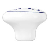 Navy 3 Initiaal Vine Script Monogram DIY BG Keramische Knop (Zijkant)