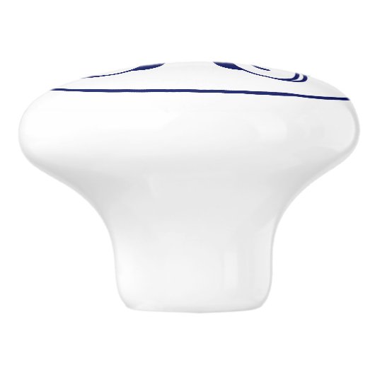 Navy 3 Initiaal Vine Script Monogram DIY BG Keramische Knop (Zijkant)