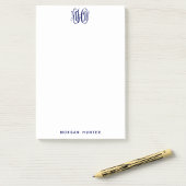 Navy 3 Initiaal Vine Script Monogram DIY BG Post-it® Notes