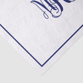 Navy 3 Initiaal Vine Script Monogram DIY BG Tissuepapier (Detail)