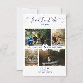Navy 4 Custom Photos Minimalist Collage Wedding