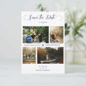 Navy 4 Custom Photos Minimalist Collage Wedding (Staand voorkant)