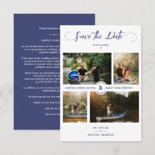 Navy 4 Custom Photos Minimalist Collage Wedding