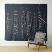 Navy Abrikoos Welkom op de bruiloft Wandkleed (In Situ (horizontaal))