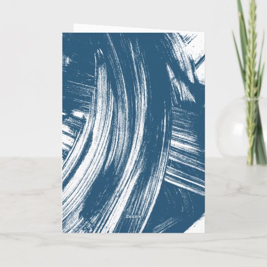 Navy | Abstract Afstuderen penseelstreken Bedankkaart (Achterkant)