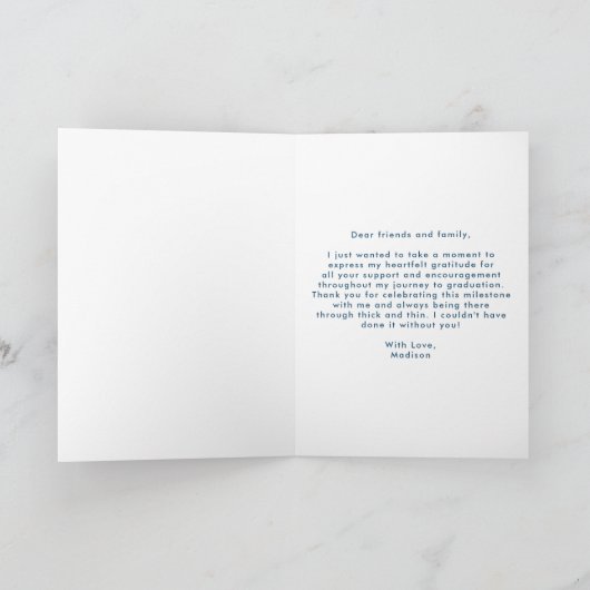 Navy | Abstract Afstuderen penseelstreken Bedankkaart (Binnen)