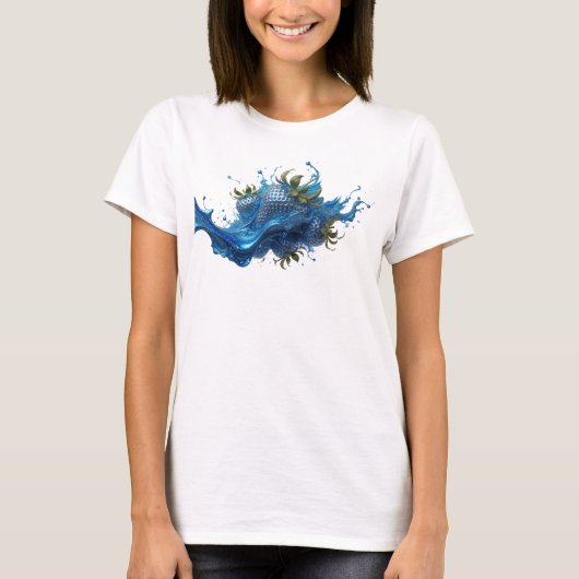 Navy Abstracte Aardbeien Grafische T-shirt (Voorkant)