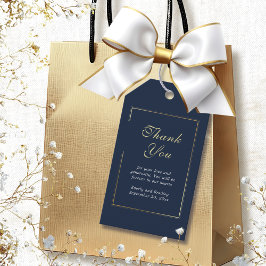 Navy Achtergrond Goud Wit Elegant Dank u Cadeaulabel