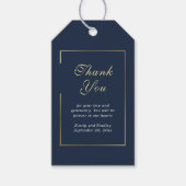 Navy Achtergrond Goud Wit Elegant Dank u Cadeaulabel (Voorkant)