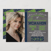 Navy & Action Green Chalkboard Afstuderen Kaart