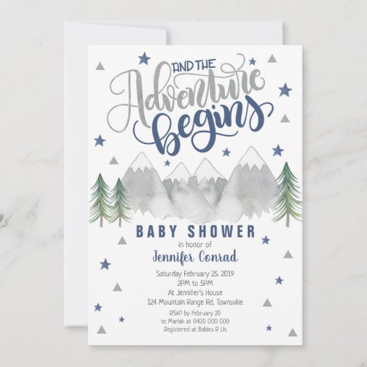 Navy Adventure Baby shower Invitation Boy Baby Kaart (Voorkant)