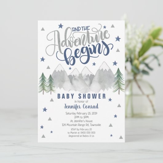Navy Adventure Baby shower Invitation Boy Baby Kaart (Staand voorkant)