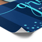 Navy Afstuderen 3 Foto Turquoise Glitter Script Poster (Hoek)
