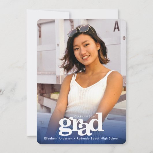 Navy afstuderen foto gewaagde moderne typografie aankondiging (Voorkant)