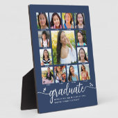 Navy Afstuderen K-12 Modern Script Photo Collage Fotoplaat (Zijkant)