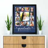 Navy Afstuderen K-12 Modern Script Photo Collage Poster