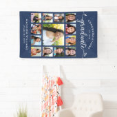 Navy Afstuderen K-12 Modern Script Photo Collage Spandoek (Insitu)
