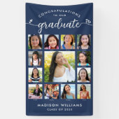 Navy Afstuderen K-12 Modern Script Photo Collage Spandoek (Verticaal)