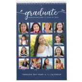 Navy Afstuderen K-12 Script Photo Collage 15 maand Kalender (Hoes)
