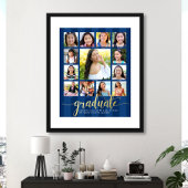 Navy Afstuderen K-12 Script Photo Collage Real Gol Folie Afdrukken