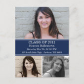 Navy Afstuderen Klasse van de Post Card Invitation Uitnodiging Briefkaart (Voorkant)