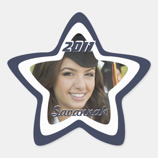 Navy Afstuderen of Sweet Sixteen Foto Stickers (Voorkant)