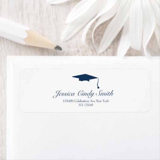 Navy Afstuderen Pet retour adreslabel Etiket (Insitu)