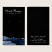 Navy Agate Gold Glitter Earring Display Card Visitekaartje (Voorkant /achterkant)