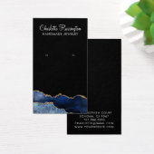 Navy Agate Gold Glitter Earring Display Card Visitekaartje (Bureau)