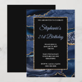 Navy Agate Gold Glitter Glam 21ste verjaardag Kaart (Voorkant / Achterkant)