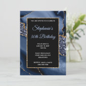 Navy Agate Gold Glitter Glam 30th Birthday Kaart (Staand voorkant)