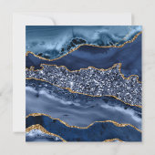 Navy Agate Gold Glitter Glam 50th Birthday Kaart (Achterkant)