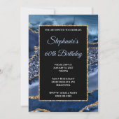 Navy Agate Gold Glitter Glam 60th Birthday Kaart (Voorkant)