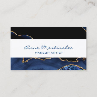Navy Agate Gouden Glitter Zakelijke Kaart Visitekaartje