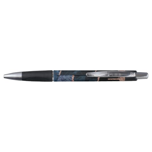 Navy Agate Roos Gold Glitter Drip Pen (Achterkant)
