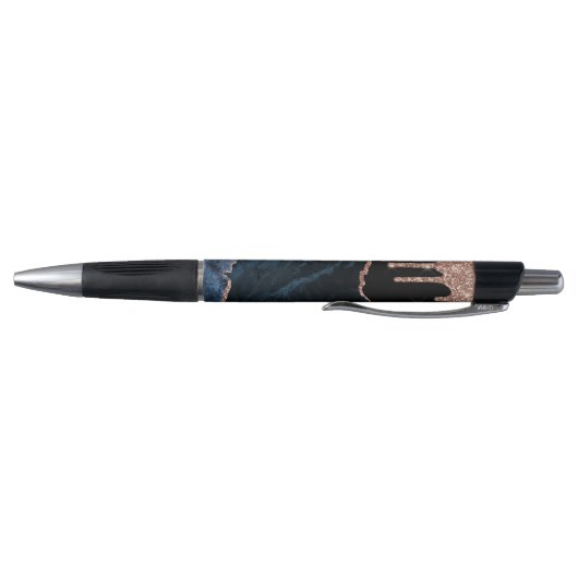 Navy Agate Roos Gold Glitter Drip Pen (Bodem)