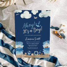 Navy Ahoys is een Baby shower-uitnodiging