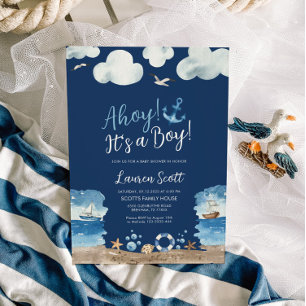 Navy Ahoys is een Baby shower-uitnodiging Kaart
