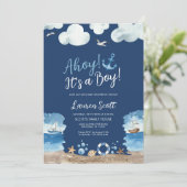 Navy Ahoys is een Baby shower-uitnodiging Kaart (Staand voorkant)
