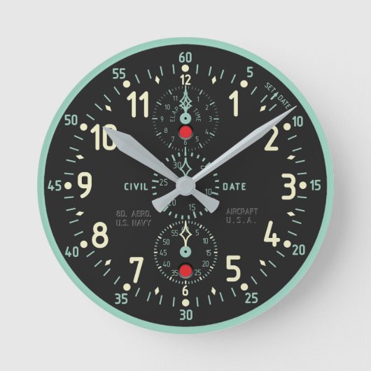 NAVY Aircraft Clock imitation Ronde Klok (Voorkant)