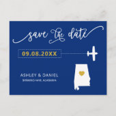 Navy Alabama Wedding Save the Date Map Briefkaart (Voorkant)