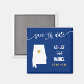 Navy Alabama Wedding Save the Date Map Magneet (Voorkant / Achterkant)