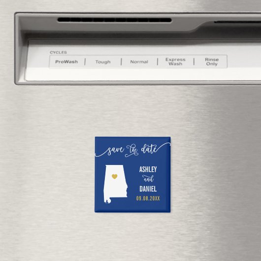 Navy Alabama Wedding Save the Date Map Magneet (Insitu (Vaatwasser))