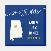 Navy Alabama Wedding Save the Date Map Magneet (Voorkant)