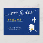 Navy Alaska Wedding Save the Date Map Briefkaart (Voorkant)