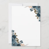 Navy Alcohol Inkt Bloemen Achtergrond Bruiloft Kaart (Achterkant)